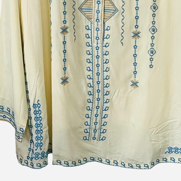 NWT Laura Klein Tunic Top Size XXL Embroidered Roll Tab Sleeve Lined Boho Yellow - Picture 5 of 12